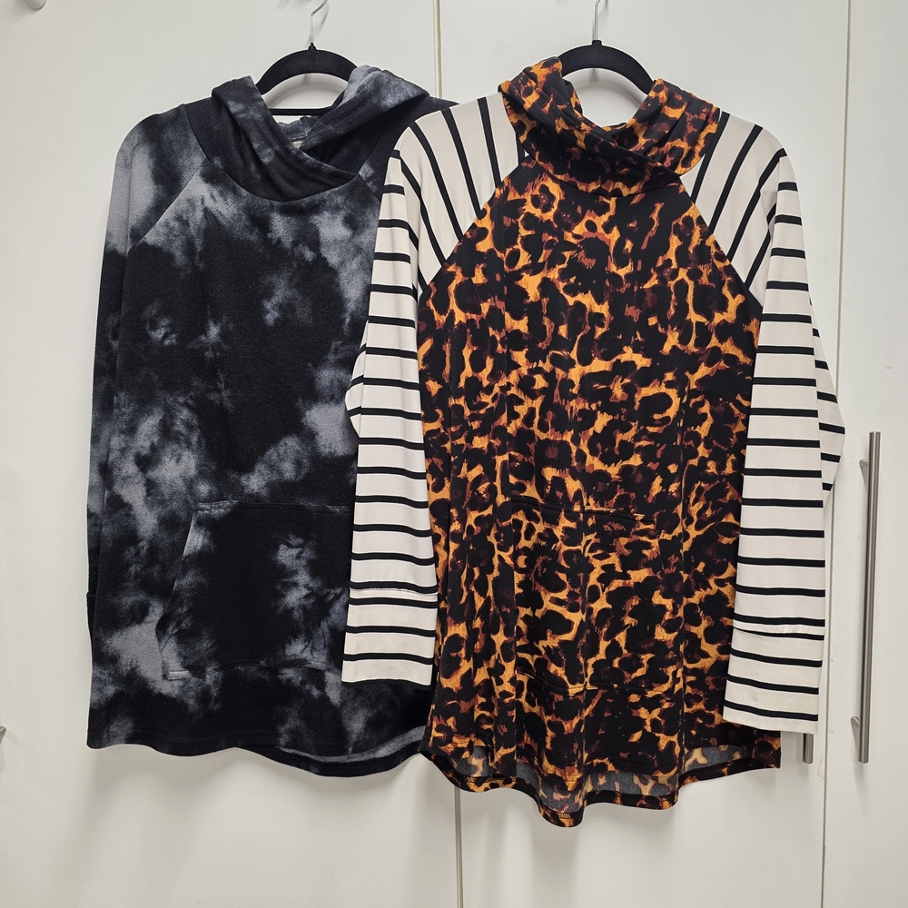 LuLaRoe Amber Hoodie Bundle XL Tie Dye & Bold Print Tops